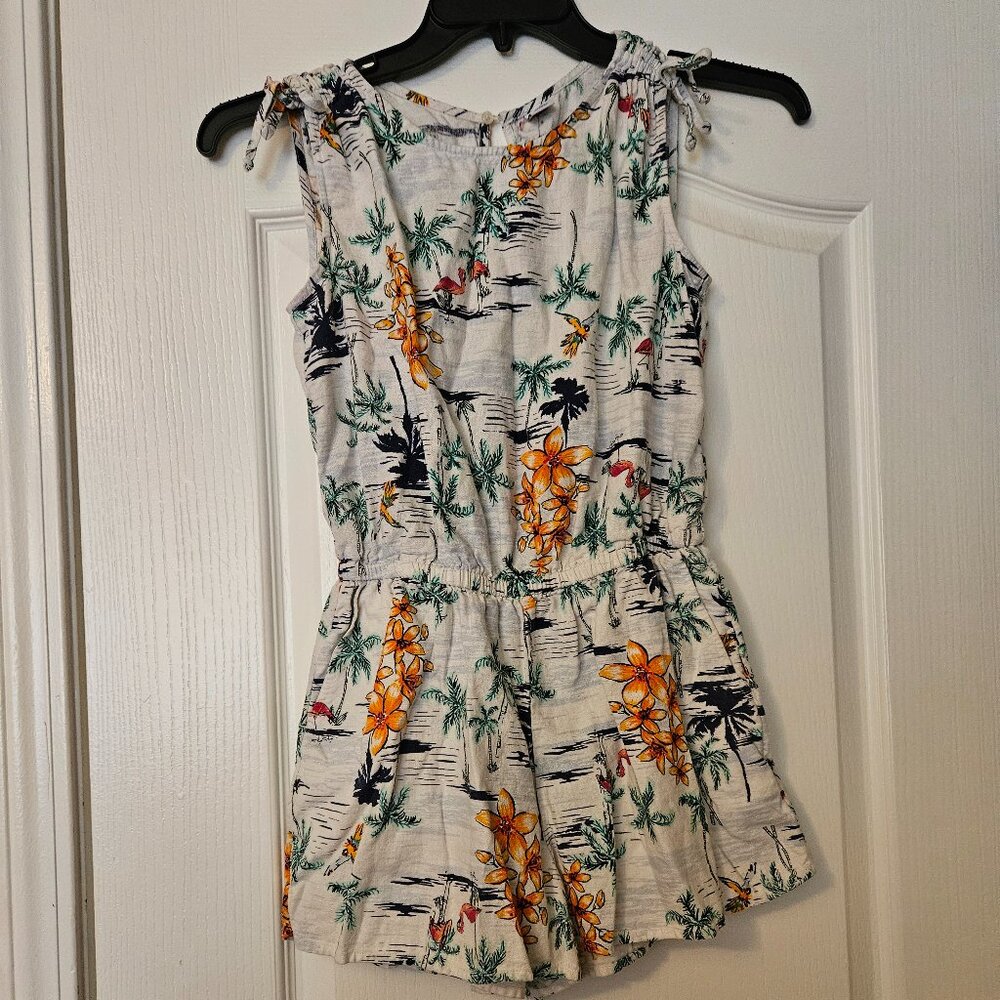 Old Navy Tropical Print Linen Blend Romper Size XS